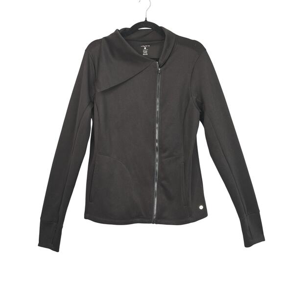 Layer 8 Jacket Womens Large Black Full Zip Quick-Dry Thumbholes Funnel Collar - Picture 1 of 10